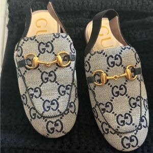 Urban Outfitters Kids' Black and Gold Slippers